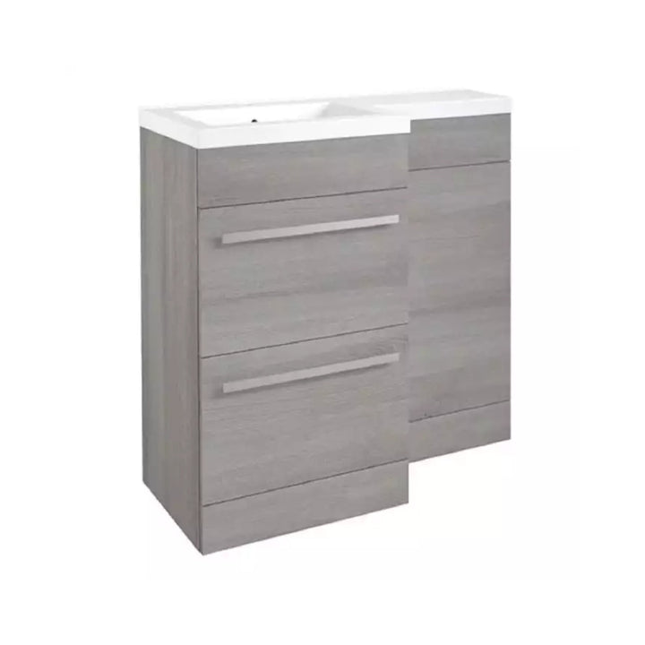Kartell Matrix 2 Drawer L-Shaped 1100mm RH Furniture Pack with Cistern Silver Oak