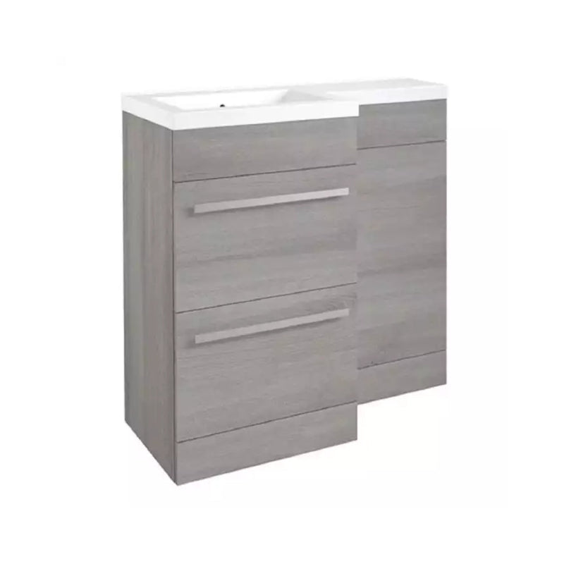 Kartell Matrix 2 Drawer L-Shaped 1100Mm Rh Furniture Pack With Cistern Silver Oak