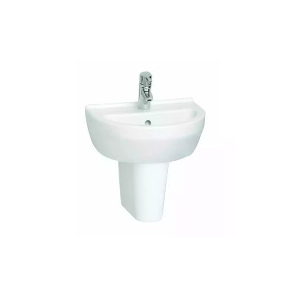 Kartell Style Round Cloakroom Basin with Semi Pedestal 450mm White