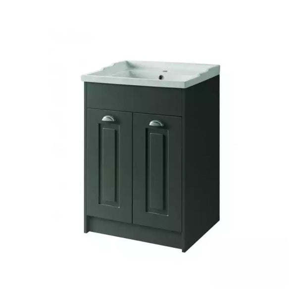 Kartell Ceramic Basin with Floor Standing 2 Door Cabinet 600mm x 460mm Matt Grey