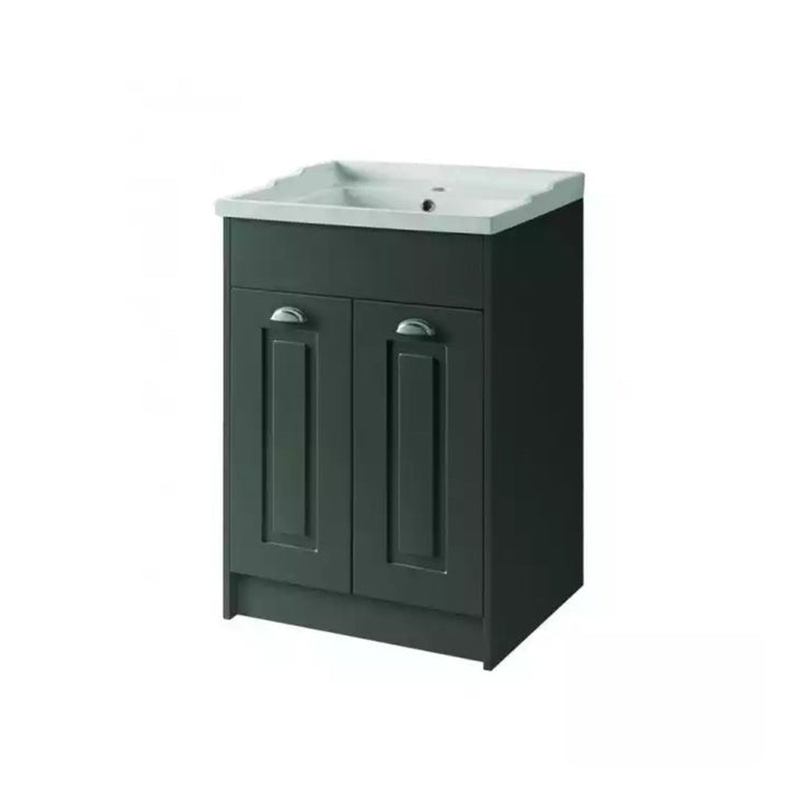 Kartell Ceramic Basin with Floor Standing 2 Door Cabinet 600mm x 460mm Matt Grey