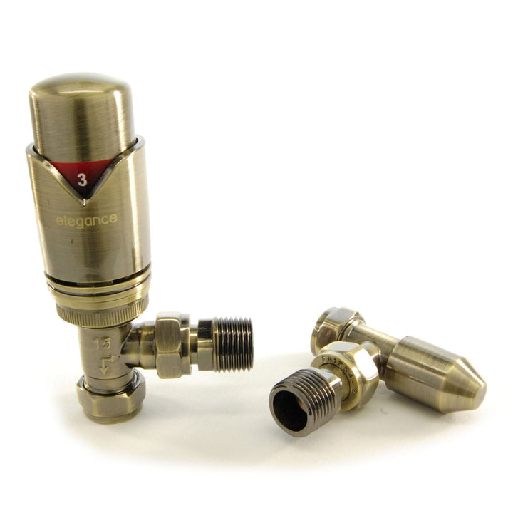 Plumbers Choice Wave Angled Brass TRV Wheel-Head and Lock shield