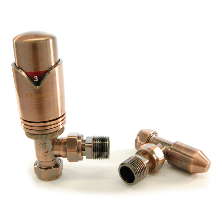 Plumbers Choice Wave Angled Brass TRV Wheel-Head and Lock shield