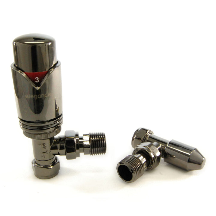 Plumbers Choice Wave Angled Brass TRV Wheel-Head and Lock shield