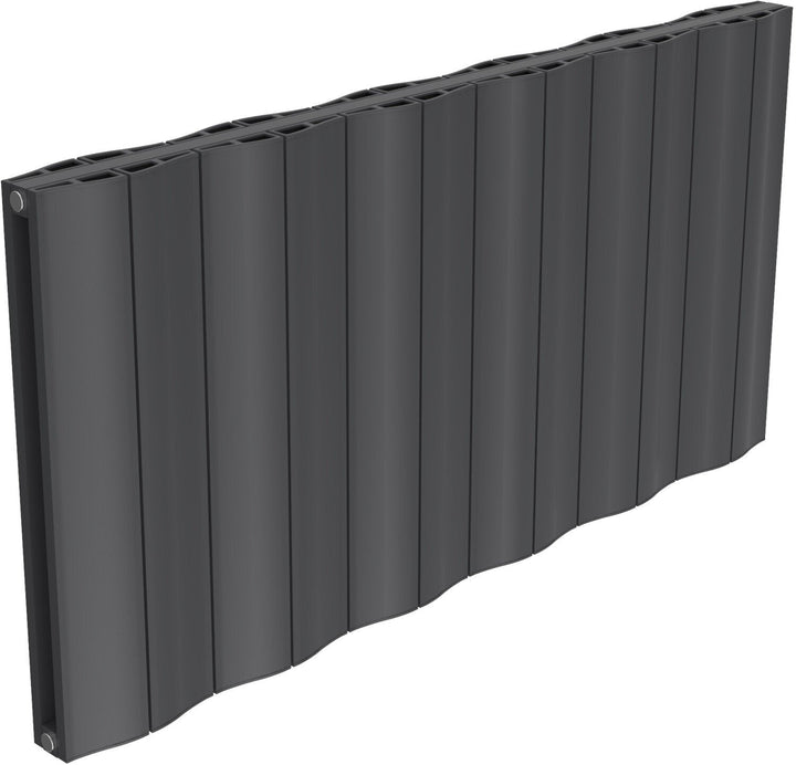 Reina Wave Anthracite Single Panel Aluminium Designer Radiator 600mm H x 1244mm W - Central Heating