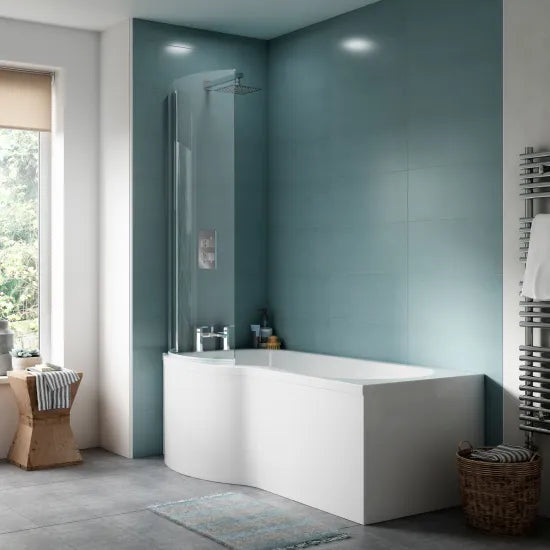 Nuie 1700mm P-Shaped Acrylic Shower Bath Front Panel
