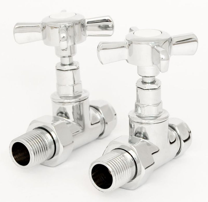 Plumbers Choice Westminster Straight Brass Cross-Head Rad Pair Valves