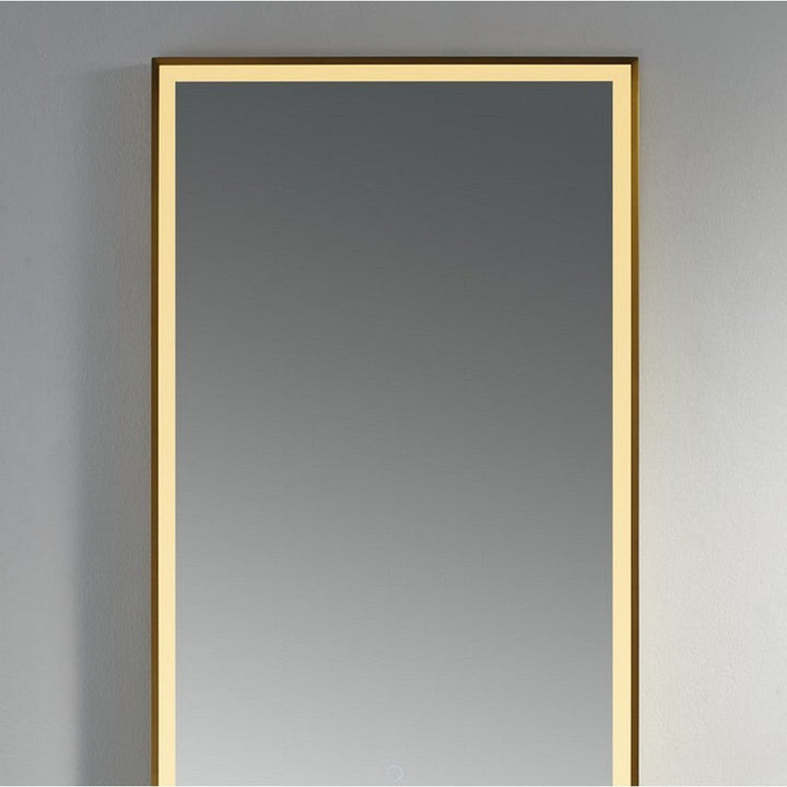 Kartell Pisuerga 1000mm x 600mm Bluetooth LED Brushed Brass Mirror - Gold Glass