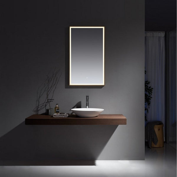 Kartell Pisuerga 1000mm x 600mm Bluetooth LED Brushed Brass Mirror - Gold Glass