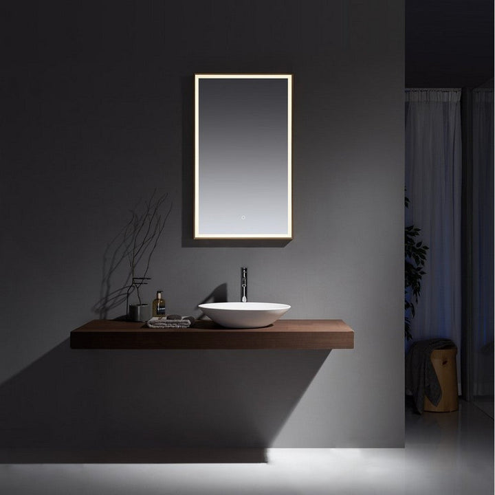 Kartell Pisuerga 1000mm x 600mm Bluetooth LED Brushed Brass Mirror - Gold Glass