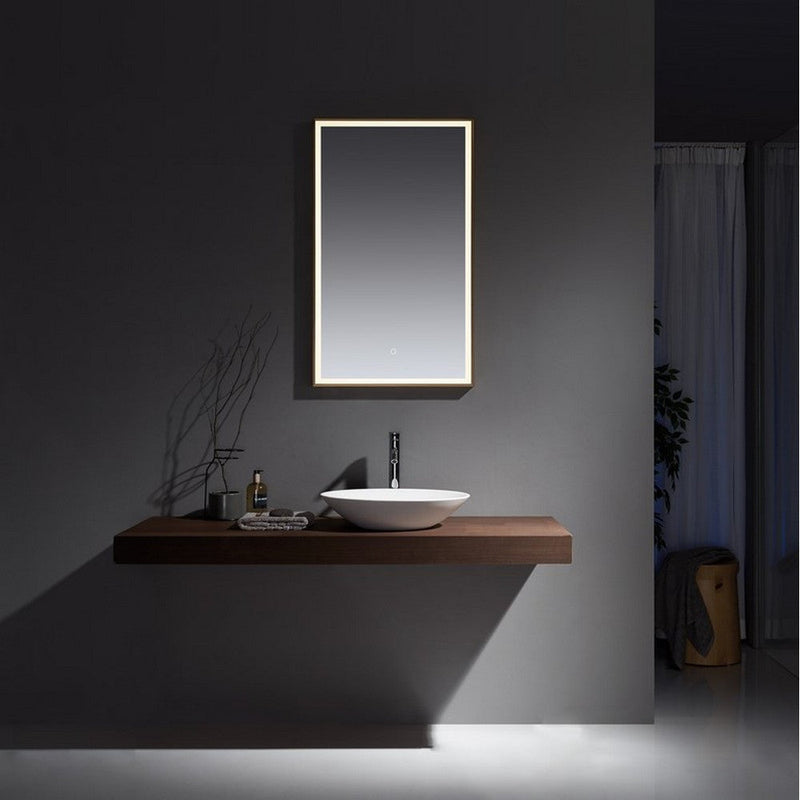 Kartell Pisuerga 1000Mm X 600Mm Bluetooth Led Brushed Brass Mirror - Gold Glass