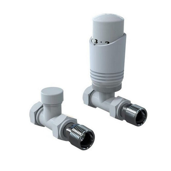 Kartell K-Design TRV Straight Twin Radiator Valve Pack White