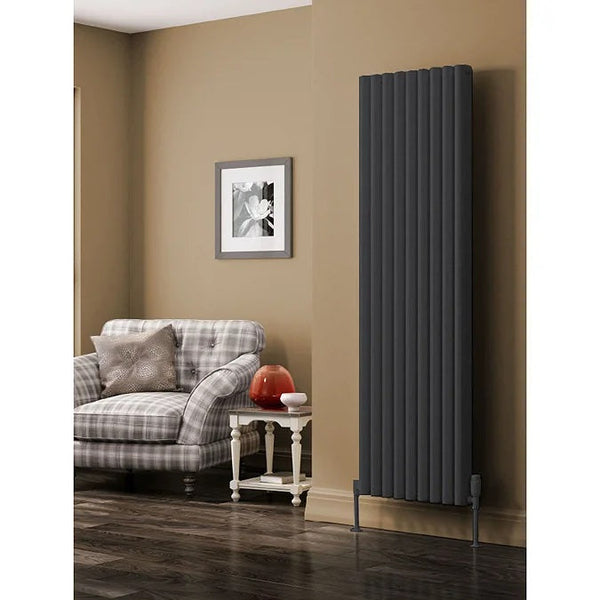 Reina Alco Anthracite Vertical Aluminium Radiator 1800mm H x 400mm W - Central Heating