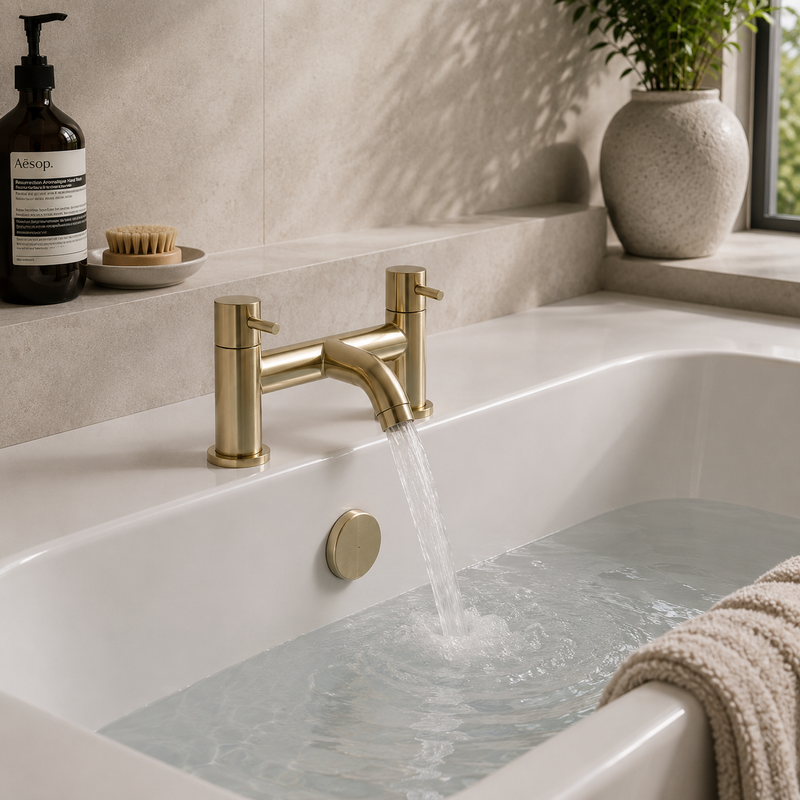 Kartell Brassware Ottone Bath Filler, Brushed Brass