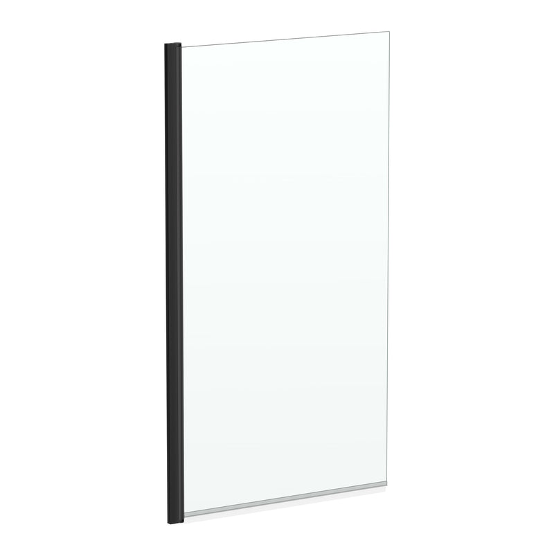 Kartell Nero Black Straight Bath Screen 1400Mm X 780Mm Square Edge