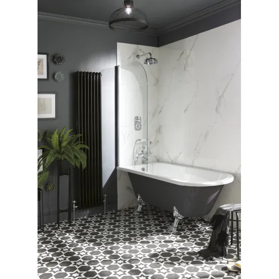 BC Designs Tye Floor Mounted Shower Bath With 1 Set Feet - 1500mm L x 750mm W, White
