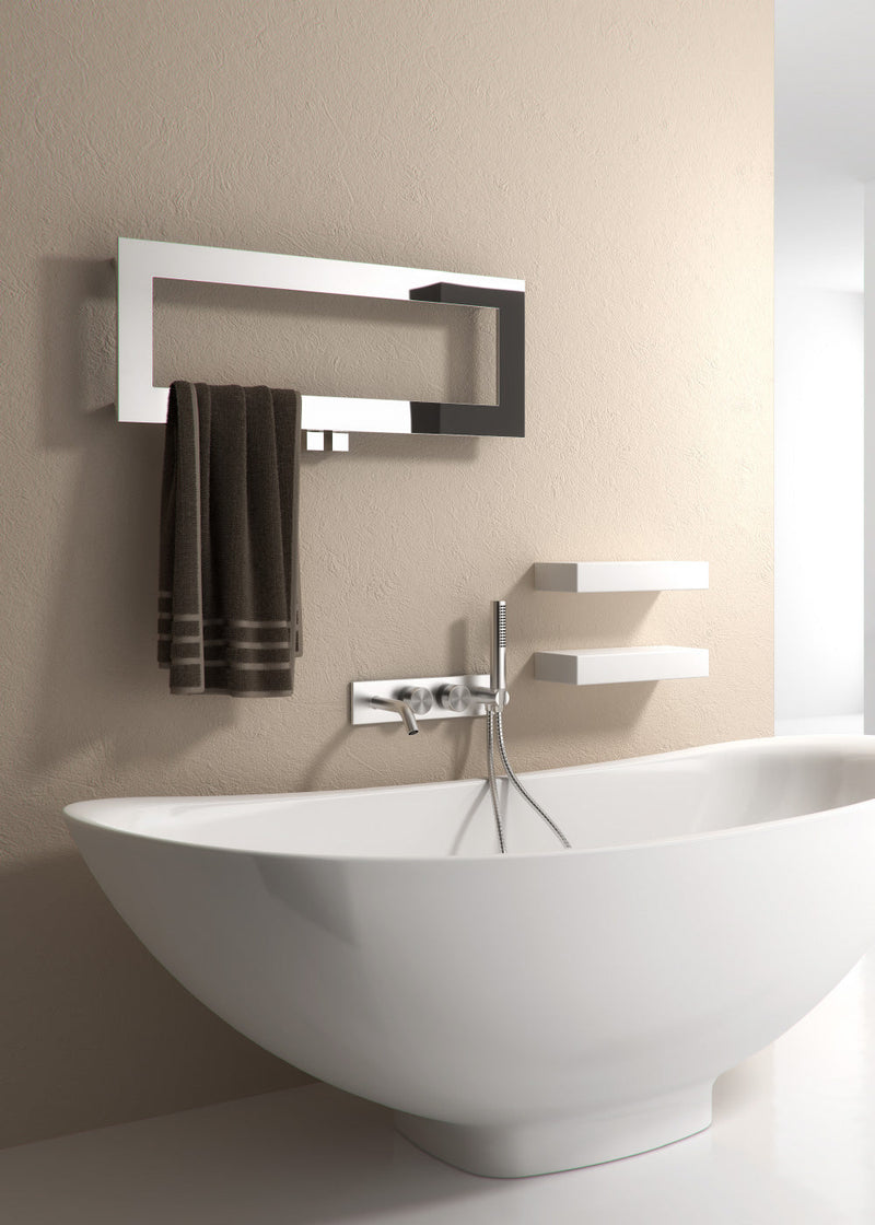 Reina Bivano Polished Stainless Steel Designer Heated Towel Rail Radiator - Central Heating