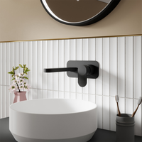 Nuie - Cyprus Wall Mounted Basin Mixer Tap with Plate - Matt Black