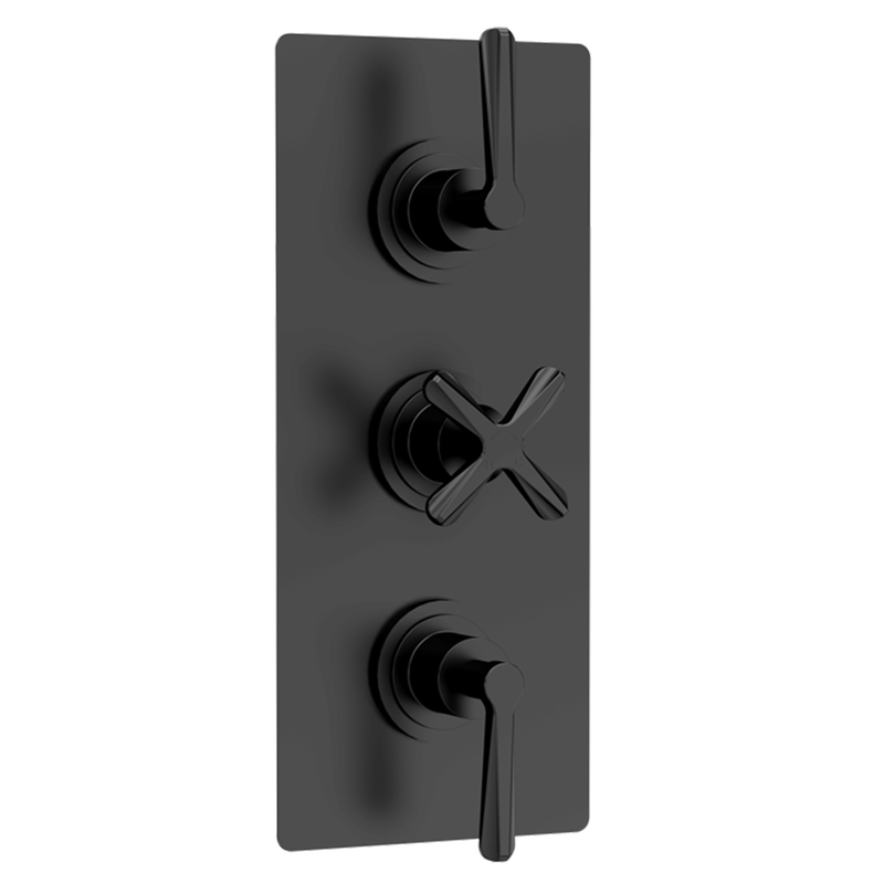 Nuie - Triple Thermostatic Shower Valve With Diverter - Matt Black