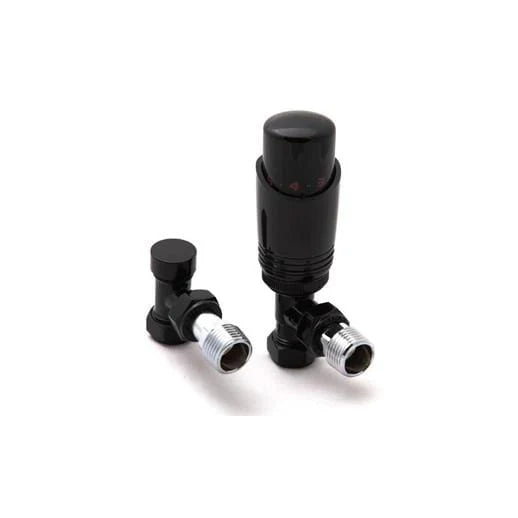 Reina Modal Trv Angled Steel Radiator & Towel Rail Valve Black
