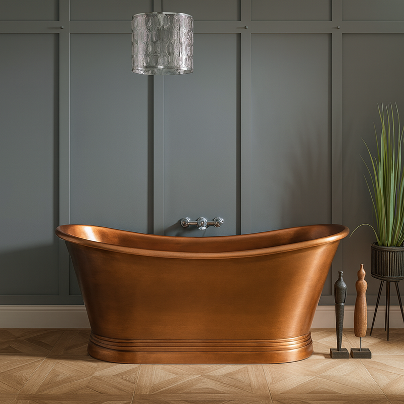 BC Designs Freestanding Traditional Boat Bath Outer/Inner - Antique Copper