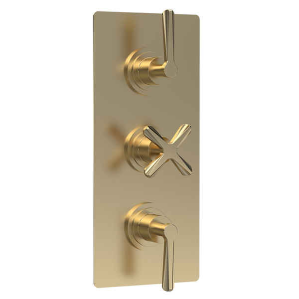 Nuie - Triple Thermostatic Shower Valve With Diverter - Brushed Brass