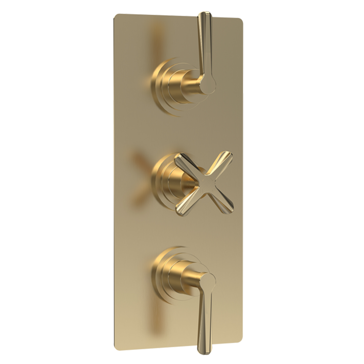Nuie - Triple Thermostatic Shower Valve With Diverter - Brushed Brass