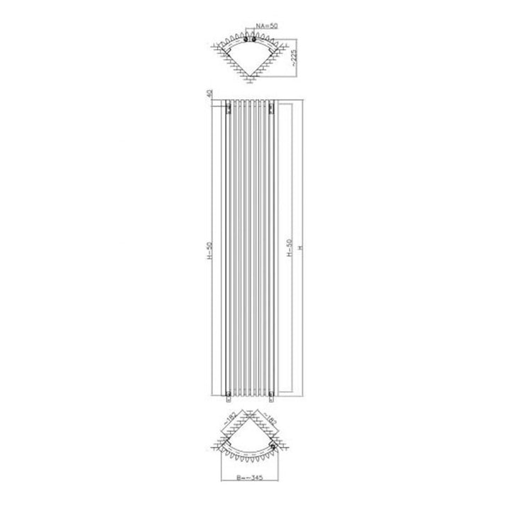 Eucotherm Corus Tube Single Corner White Vertical Designer Ratiator
