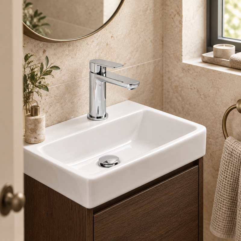 Tavistock Savour Mini Deck Mounted Chrome Basin Mixer
