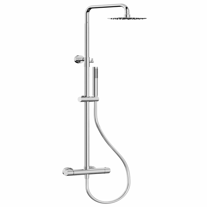 Chrome shower system with handheld shower head and control handle