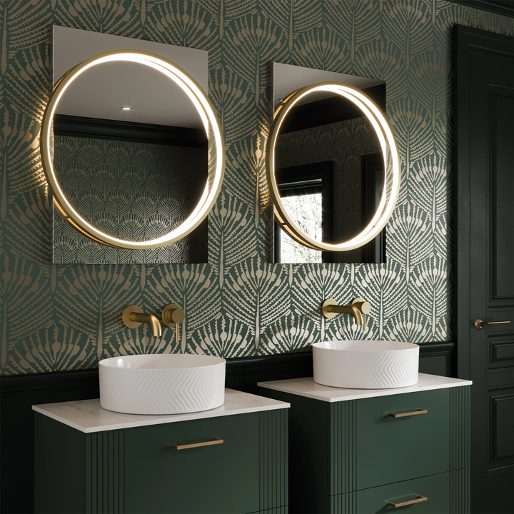 Hib - Solas Round Illuminated Bathroom Mirror - Brushed Brass