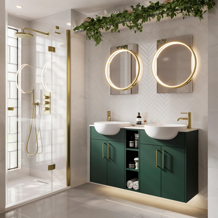Hib - Solas Round Illuminated Bathroom Mirror - Brushed Brass