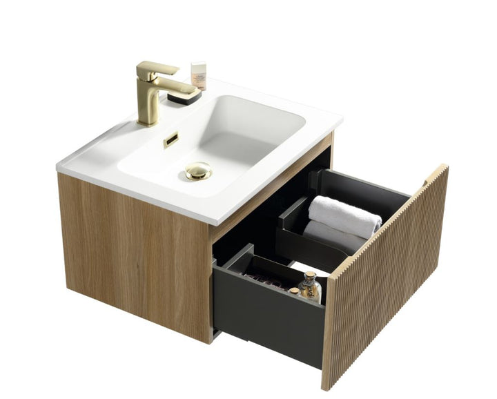 Tailored Bathrooms Flauto Fluted Wall Hung Vanity & Matte Basin 600 Wall hung vanity unit