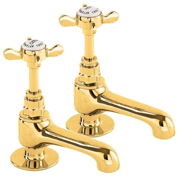Methven Deva Coronation Brass Basin Tap Pair Gold
