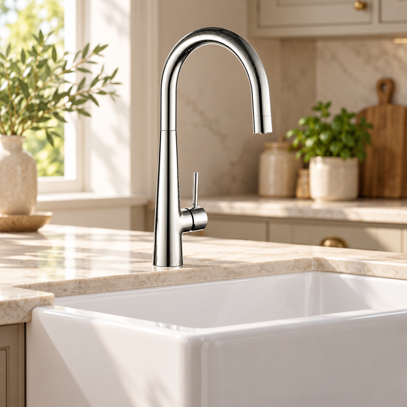 Kartell Mono Kitchen Sink Mixer Tap Side Lever, Polished Chrome