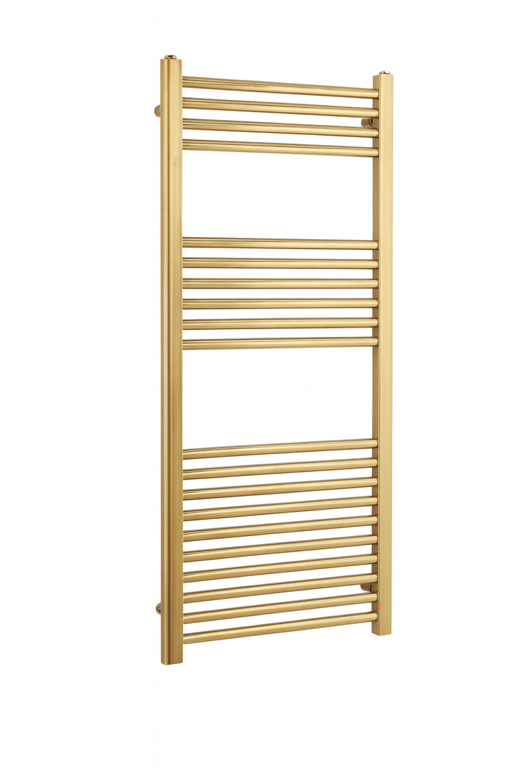 Kartell 22mm Straight Towel Rail 500mm x 1200mm - Brushed Brass