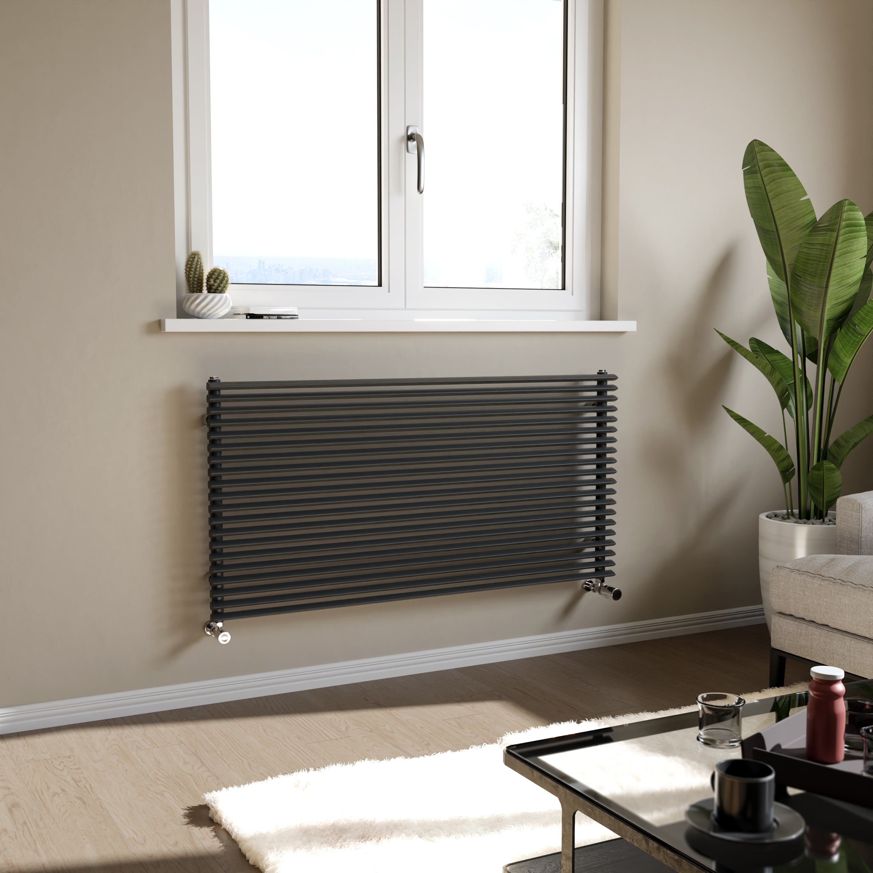 Eucotherm Corus Single Anthracite Horizontal Triangle Tube ...