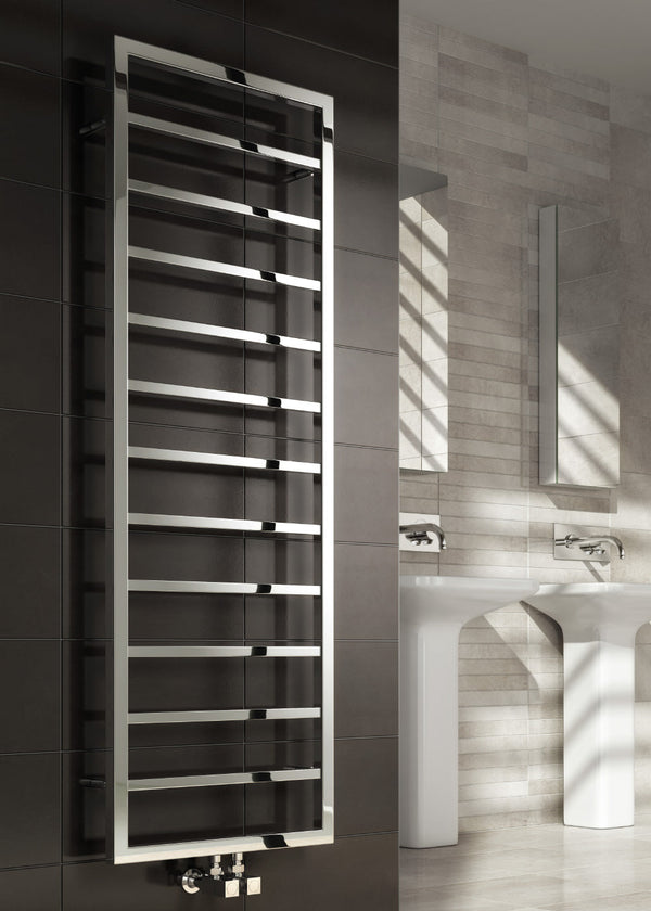 Reina Egna Polished Stainless Steel Vertical Designer Towel Rail Radiator Central Heating