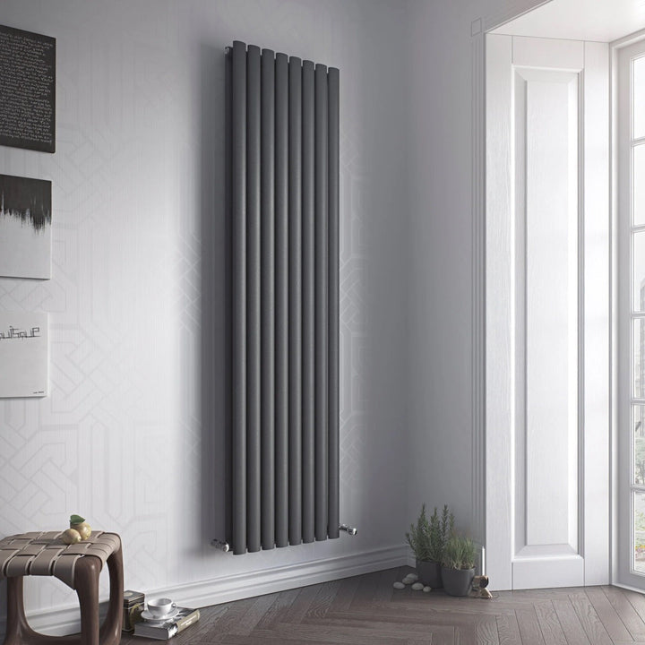 Eucotherm Nova Duo Tube Double Panel Anthracite Vertical Designer Radiator