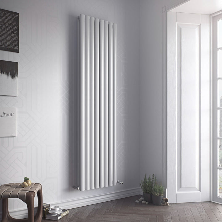 Eucotherm Vulkan Round Tube Anthracite Single Panel Vertical Designer Radiator