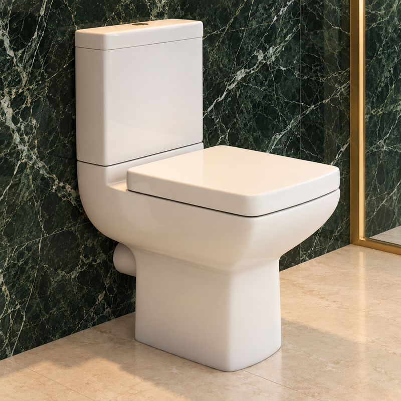Kartell Pure Ceramic Toilet Closed Couple Toilet WC Pan With Cistern & Soft Close Seat