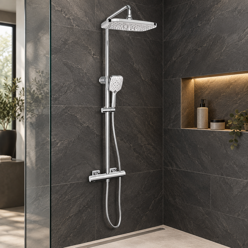 Kartell Kolt Shower with Sliding Handset and Drench Head - Chrome