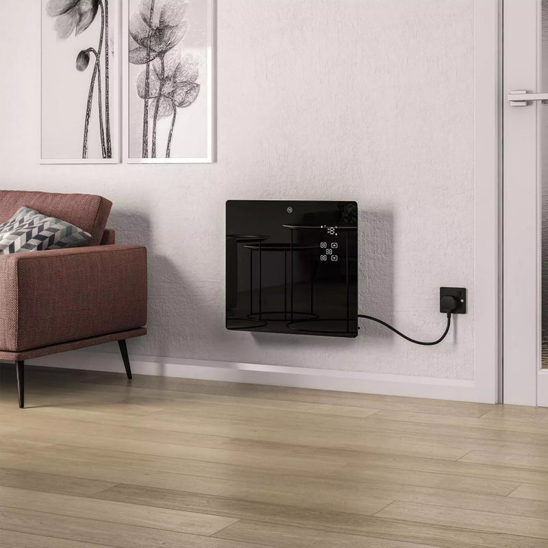 Eastbrook Cortona 465 x 520mm Glass Fronted Electric Radiator 1000W - Black