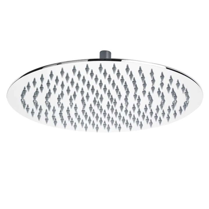 Round shower head with geometric pattern