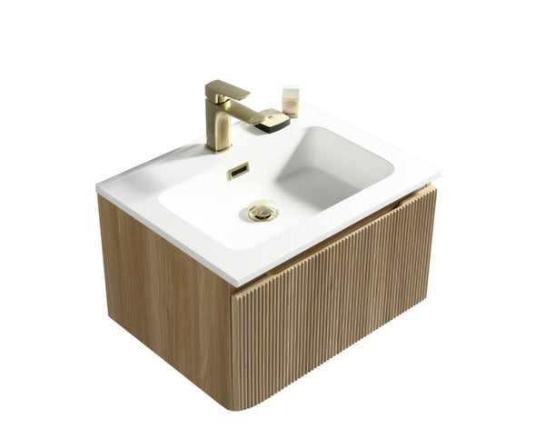 Tailored Bathrooms Flauto Fluted Wall Hung Vanity & Matte Basin 600 Wall hung vanity unit