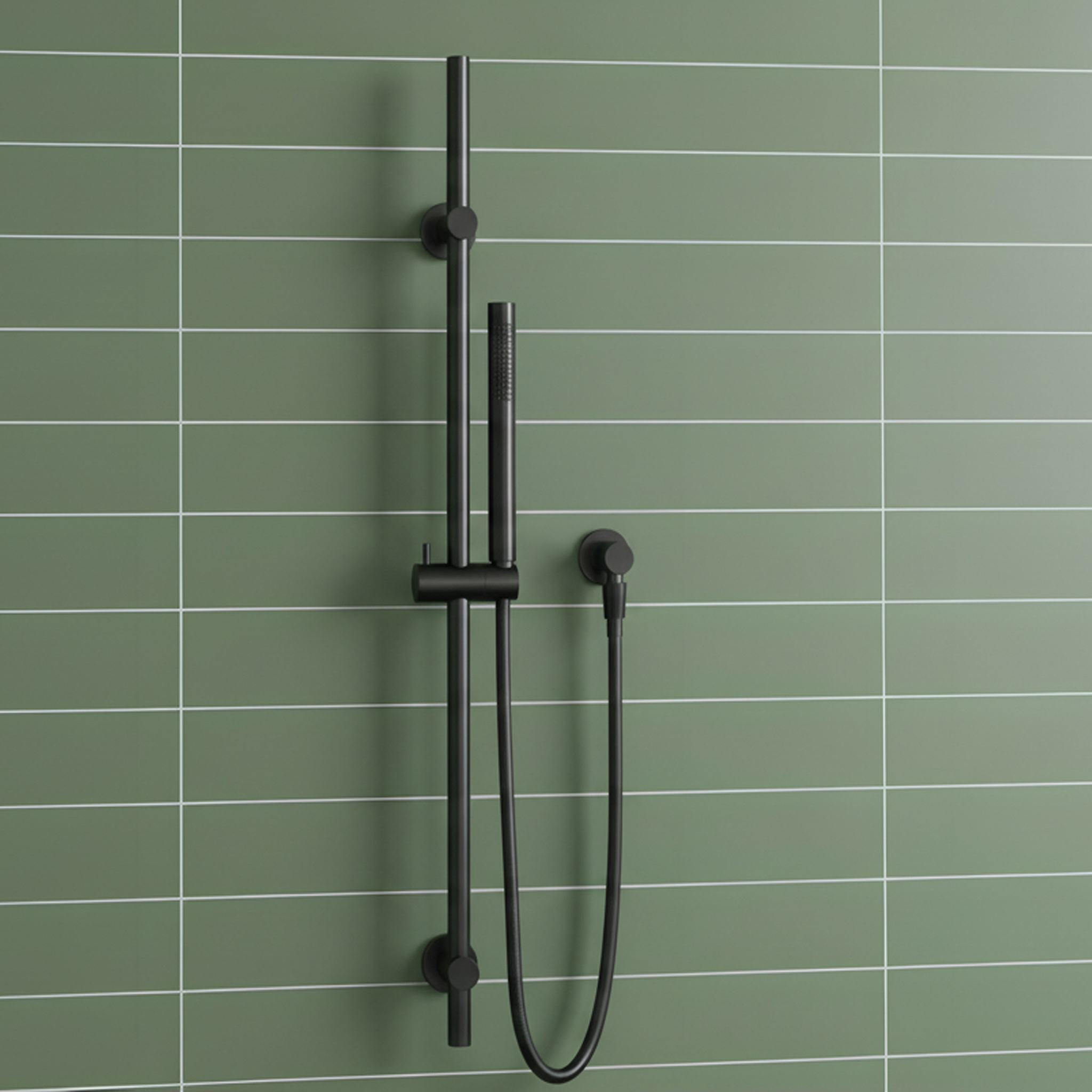 Hib - Rivex Slide Riser Rail Shower Kit with Wall Outlet - Matt Black ...
