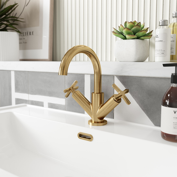 Nuie - Aztec Mono Basin Mixer - Brushed Brass