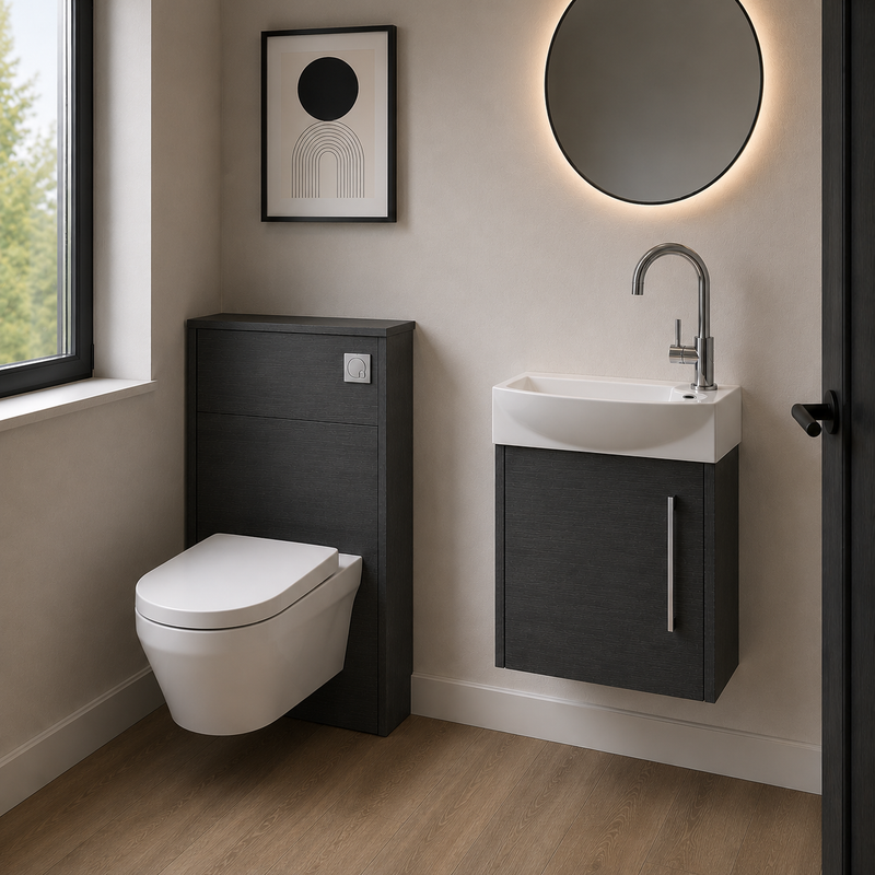 Hudson Reed Juno 440mm Wall Hung Cloakroom Suite With Cistern Package - Graphite Grey