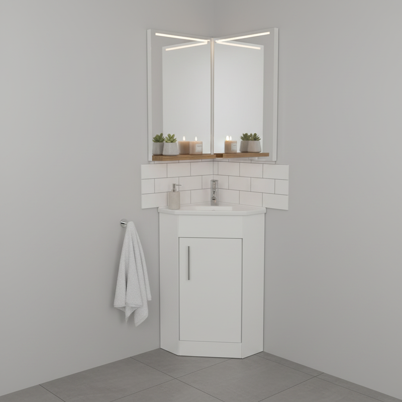Corner basin in a premium cloakroom bathroom setting