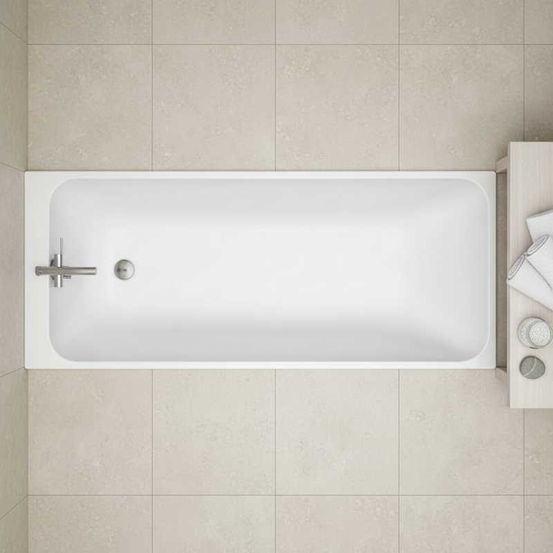 Kartell Refine single ended bath overhead view in contemporary bathroom setting